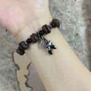 Buddha Stones Natural Coffee Beans Tiger Eye Fu Character Protection Bracelet