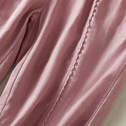 Buddha Stones Casual Plain Lace Side Design 7-8 Length Cotton Linen Women's Harem Pants With Pockets - image 14