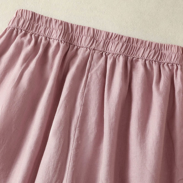 Buddha Stones Casual Plain Lace Side Design 7-8 Length Cotton Linen Women's Harem Pants With Pockets - image 13