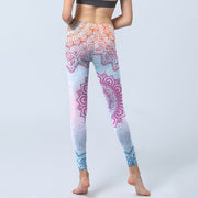 Buddha Stones Pink Blue Mandala Flower Print Gym Leggings Women's Yoga Pants - image 7