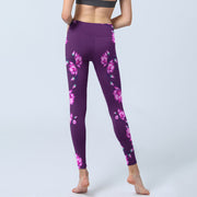 Buddha Stones Purple Pink Lotus Flower Print Gym Leggings Women's Yoga Pants - image 7