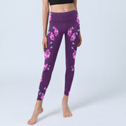 Buddha Stones Purple Pink Lotus Flower Print Gym Leggings Women's Yoga Pants - image 6
