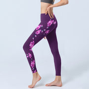 Buddha Stones Purple Pink Lotus Flower Print Gym Leggings Women's Yoga Pants - image 3