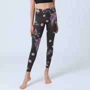 Buddha Stones Pink Flowers Flying Cranes Print Gym Leggings Women's Yoga Pants - image 6