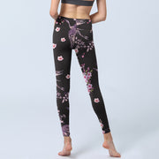 Buddha Stones Pink Flowers Flying Cranes Print Gym Leggings Women's Yoga Pants - image 7