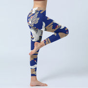 Buddha Stones Red-crowned Cranes Fan-shaped Auspicious Clouds Print Gym Leggings Women's Yoga Pants - image 4