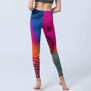 Buddha Stones Rose Red Blue Mandala Flower Print Gym Leggings Women's Yoga Pants - image 7