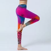 Buddha Stones Rose Red Blue Mandala Flower Print Gym Leggings Women's Yoga Pants - image 4
