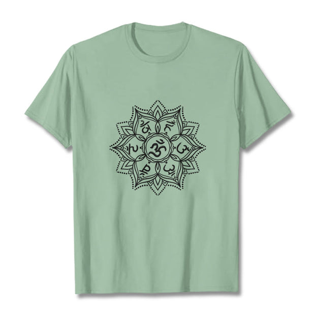 Buddha Stones Mandala Flower Om Mani Padme Hum Sanskrit Mantra Tee T-shirt - PaleGreen - 2XL - image 15