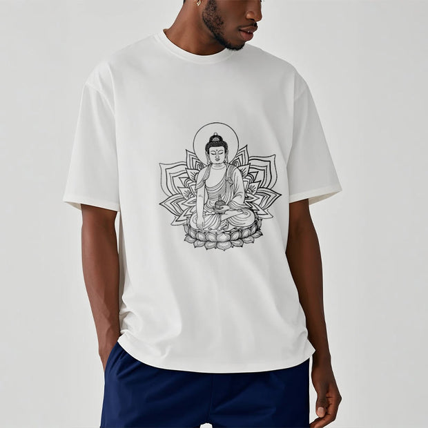 Buddha Stones Medicine Buddha Seated On A Lotus Pedestal Tee T-shirt - image 7