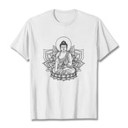 Buddha Stones Medicine Buddha Seated On A Lotus Pedestal Tee T-shirt - White - 2XL - image 6