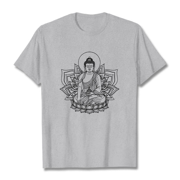 Buddha Stones Medicine Buddha Seated On A Lotus Pedestal Tee T-shirt - LightGrey - 2XL - image 20