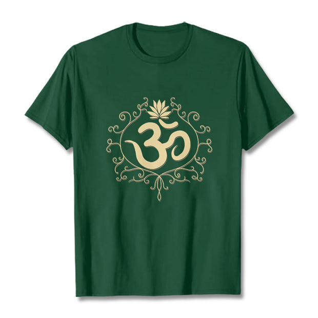 Buddha Stones Om Symbol Vines Lotus Flower Tee T-shirt - ForestGreen - 2XL - image 6