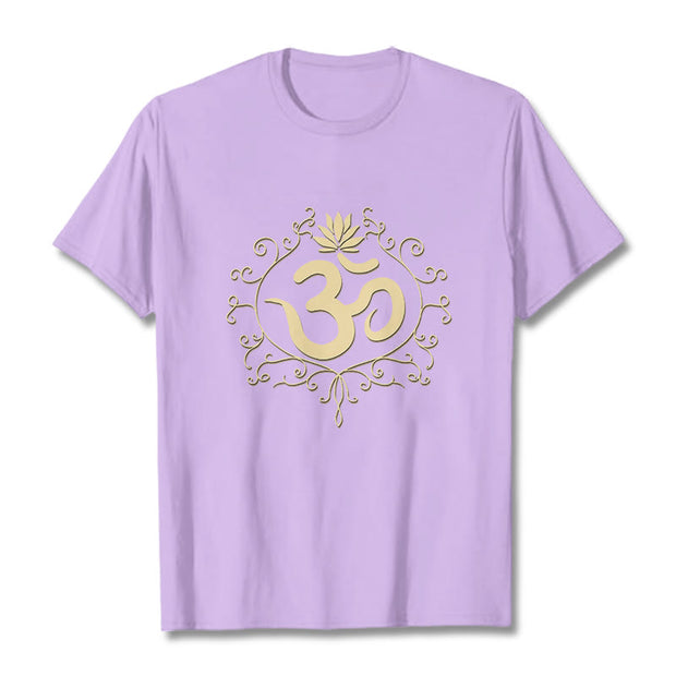 Buddha Stones Om Symbol Vines Lotus Flower Tee T-shirt - Plum - 2XL - image 17