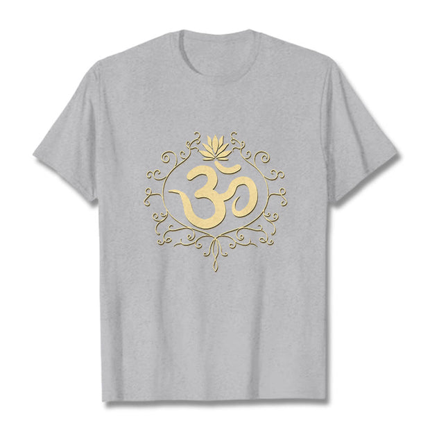 Buddha Stones Om Symbol Vines Lotus Flower Tee T-shirt - LightGrey - 2XL - image 11