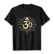 Buddha Stones Om Symbol Vines Lotus Flower Tee T-shirt - Black - 2XL - image 1