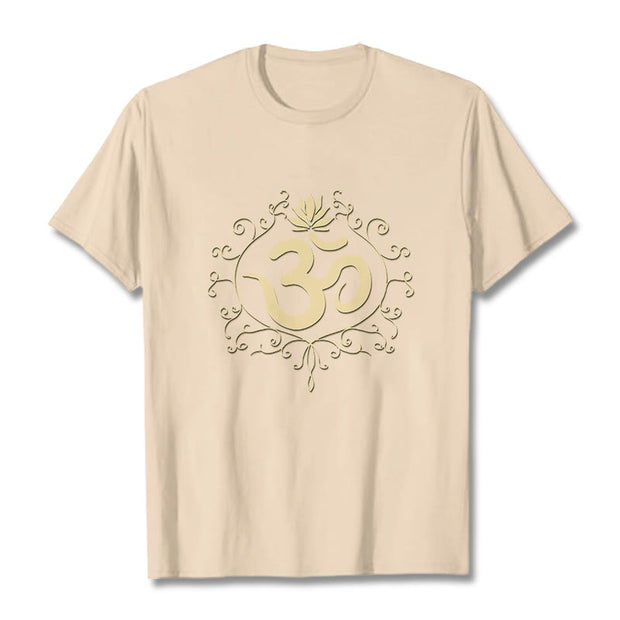 Buddha Stones Om Symbol Vines Lotus Flower Tee T-shirt - Bisque - 2XL - image 12