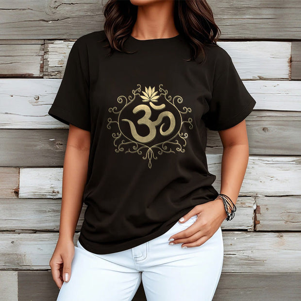 Buddha Stones Om Symbol Vines Lotus Flower Tee T-shirt - image 4