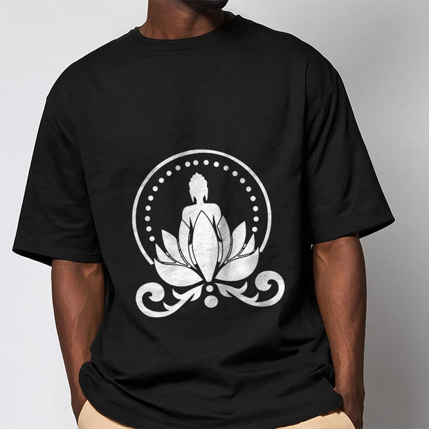 Buddha Stones Meditation Buddha Seated On A Lotus Flower Tee T-shirt - image 5
