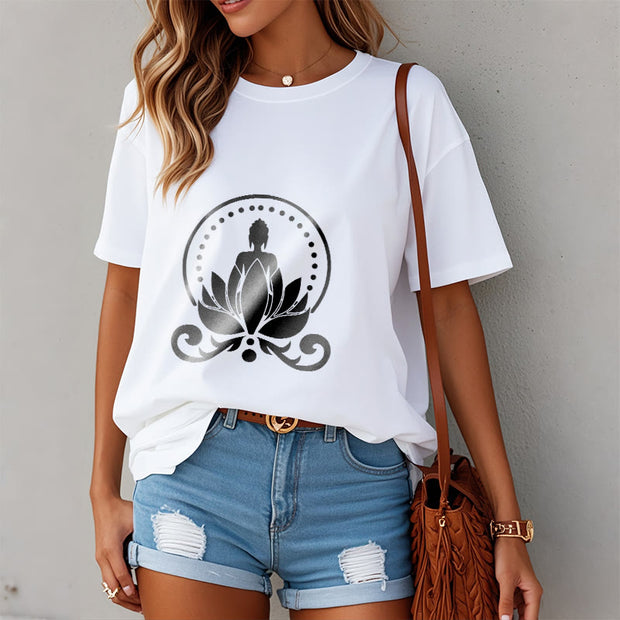 Buddha Stones Meditation Buddha Seated On A Lotus Flower Tee T-shirt - image 10