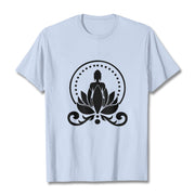 Buddha Stones Meditation Buddha Seated On A Lotus Flower Tee T-shirt - LightCyan - 2XL - image 19