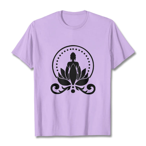 Buddha Stones Meditation Buddha Seated On A Lotus Flower Tee T-shirt - Plum - 2XL - image 17
