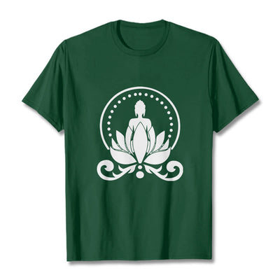 Buddha Stones Meditation Buddha Seated On A Lotus Flower Tee T-shirt - ForestGreen - 2XL - image 1