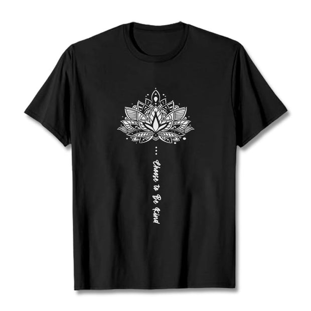 Buddha Stones Choose To Be Kind Geometric Flower Tee T-shirt - Black - 2XL - image 4