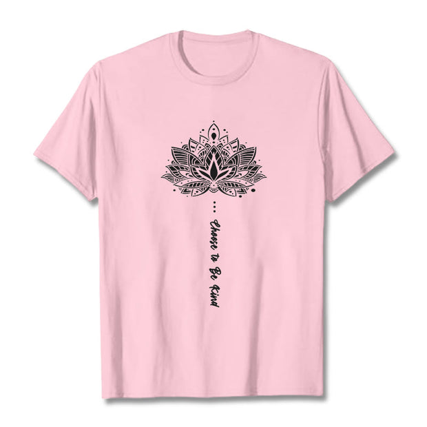 Buddha Stones Choose To Be Kind Geometric Flower Tee T-shirt - LightPink - 2XL - image 13