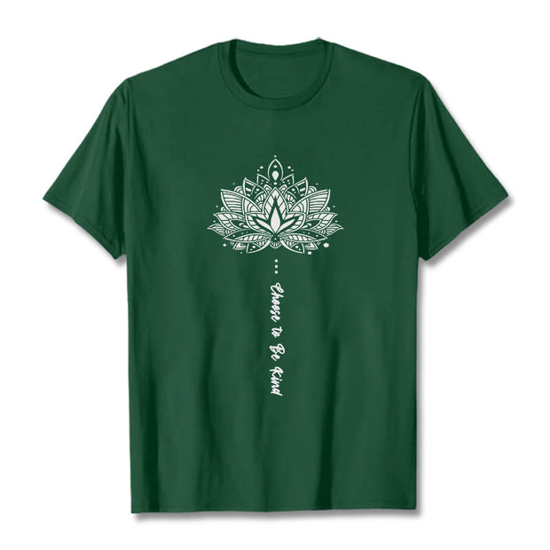 Buddha Stones Choose To Be Kind Geometric Flower Tee T-shirt - ForestGreen - 2XL - image 1