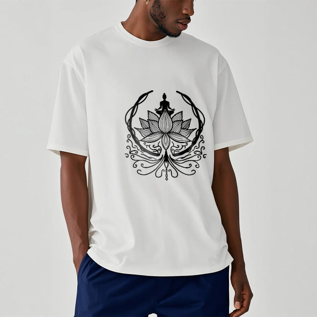 Buddha Stones Meditation Buddha Seated Inside A Lotus Flower Tee T-shirt - image 2