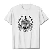 Buddha Stones Meditation Buddha Seated Inside A Lotus Flower Tee T-shirt - White - 2XL - image 1