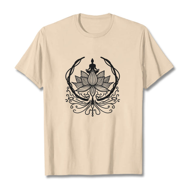 Buddha Stones Meditation Buddha Seated Inside A Lotus Flower Tee T-shirt - Bisque - 2XL - image 11