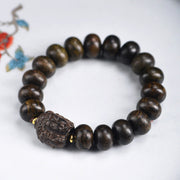 Buddha Stones Tibetan Three-Faced Buddha Serenity Wood Bracelet - image 8
