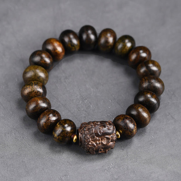 Buddha Stones Tibetan Three-Faced Buddha Serenity Wood Bracelet - image 3