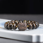 Buddha Stones Tibetan Three-Faced Buddha Serenity Wood Bracelet - image 5