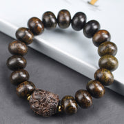 Buddha Stones Tibetan Three-Faced Buddha Serenity Wood Bracelet - image 9