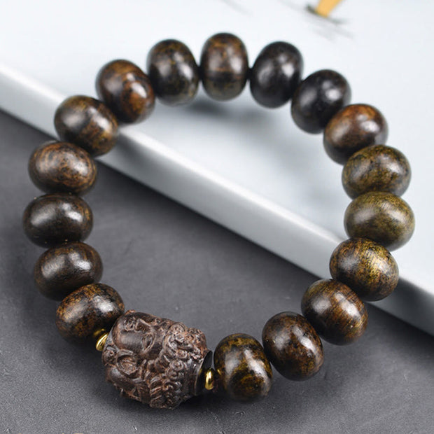 Buddha Stones Tibetan Three-Faced Buddha Serenity Wood Bracelet - image 9