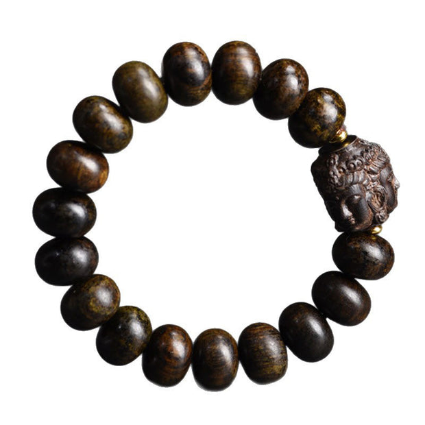 Buddha Stones Tibetan Three-Faced Buddha Serenity Wood Bracelet - image 11