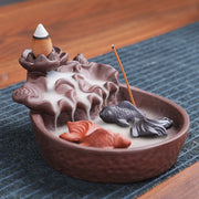 Buddha Stones Koi Fish Ox Purple Clay Ceramic Incense Stick Holder Healing Incense Burner Decoration - image 10