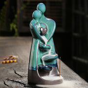Buddha Stones Lovers Couple Embrace Love Ceramic Backflow Smoke Fountain Healing Incense Burner Decoration - image 2