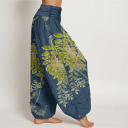 Buddha Stones Green Leaves Branches Women's Elastic Waist Harem Pants - image 10