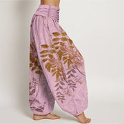 Buddha Stones Green Leaves Branches Women's Elastic Waist Harem Pants - image 7