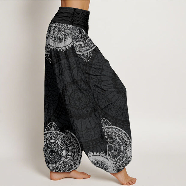 Buddha Stones Circular Mandala Design Women's Elastic Waist Harem Pants - image 3