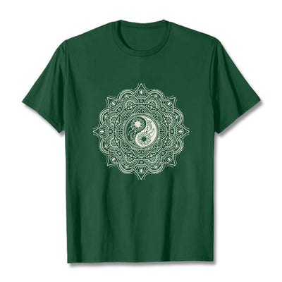 Buddha Stones Mandala YinYang Symbol Pattern Tee T-shirt - ForestGreen - 2XL - image 1