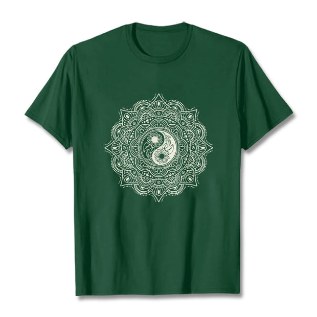 Buddha Stones Mandala YinYang Symbol Pattern Tee T-shirt - ForestGreen - 2XL - image 1