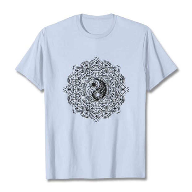 Buddha Stones Mandala YinYang Symbol Pattern Tee T-shirt - LightCyan - 2XL - image 19