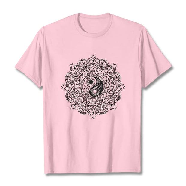 Buddha Stones Mandala YinYang Symbol Pattern Tee T-shirt - LightPink - 2XL - image 13