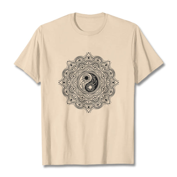 Buddha Stones Mandala YinYang Symbol Pattern Tee T-shirt - Bisque - 2XL - image 11