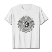 Buddha Stones Mandala YinYang Symbol Pattern Tee T-shirt - White - 2XL - image 8